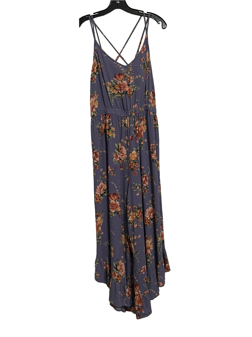 American Eagle Floral Strappy Romper- Purple